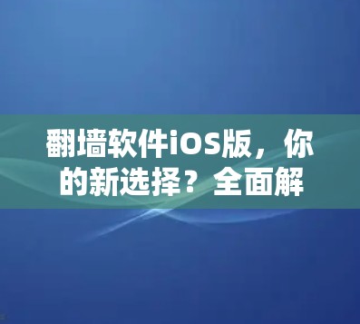 翻墙软件iOS版，你的新选择？全面解析与优化